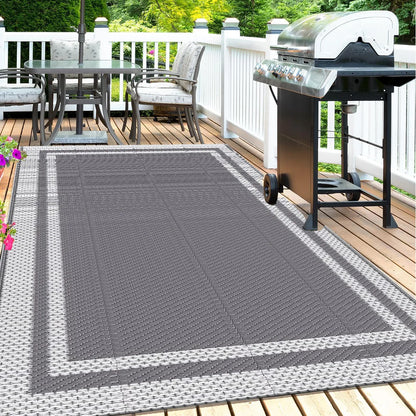 Buitenkleed Grijs Waterproof PP 120x180cm Tuinkleed Opvouwbaar Terras Balkon Camping Picknick Vloermat Buitentapijt