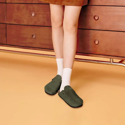 Leren Slippers voor Dames met Kurksok
