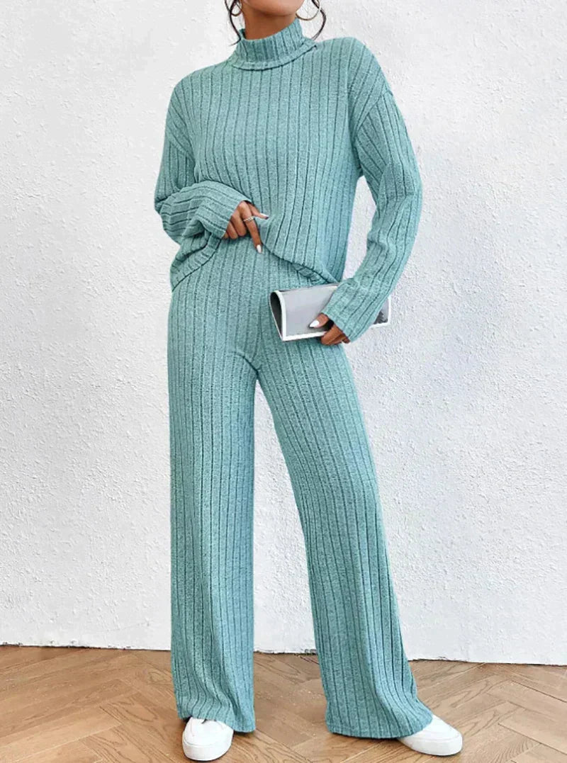 Gestreepte Trui en Broek Set Gebreid Warm Comfortabel