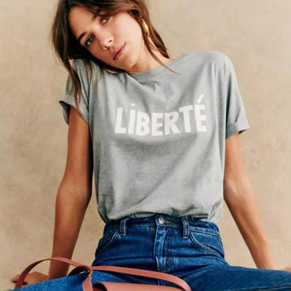 Vrouwen Zomer T-shirt met Chic Letters
