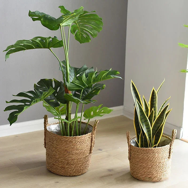 Plantenmand Gevlochten Zeegras Naturel S-L Woonkamer Balkon Handgemaakt Bloempot Mand Rotan Binnen Boho Decoratie