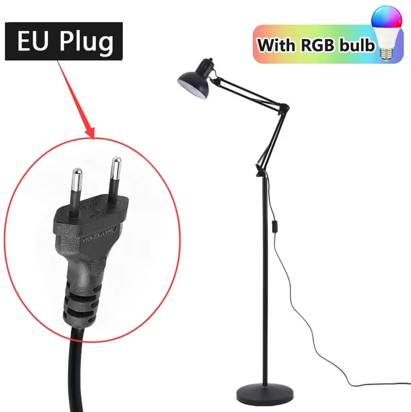 Vloerlamp Verstelbaar Met RGB Lamp Dimbaar Leeslamp Zwart Met Zwenkarm E27