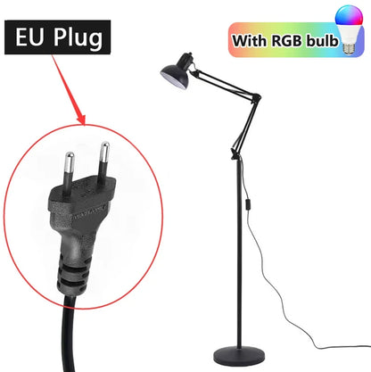 Vloerlamp Verstelbaar Met RGB Lamp Dimbaar Leeslamp Zwart Met Zwenkarm E27