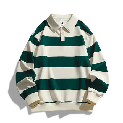 Heren Polo Trui Lange Mouwen Gestreept Rugby Stijl Casual Kleding