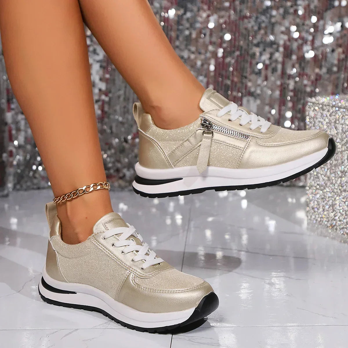 Vrouwen Orthopedische Sneakers Comfortabel Met Rits En Veters