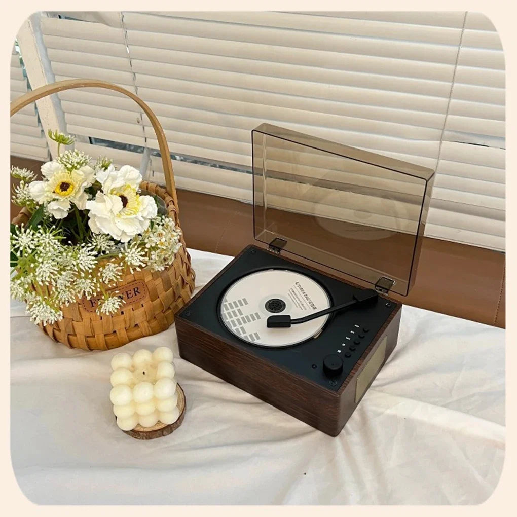 Retro CD-speler Bluetooth 5.1 Draagbaar Hout USB AUX Woonkamer Slaapkamer Muziekspeler Oplaadbaar Afstandsbediening Vintage