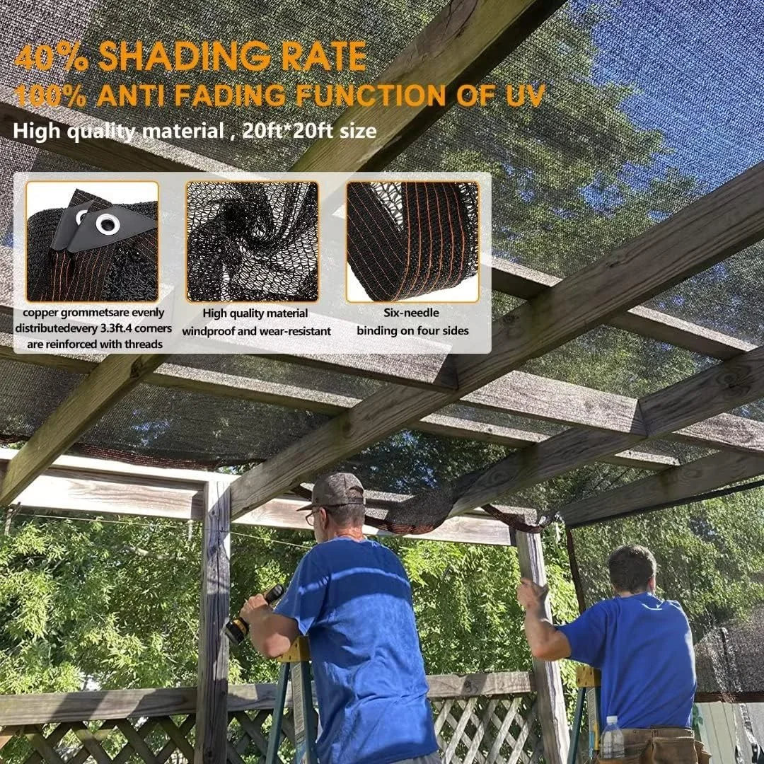Schaduwdoek Zonwerend Gaas Zwart met Getapete Randen en Ringetjes voor Pergola Kas Tuin Patio Overkapping Terrasoverkapping Zonnescherm Tuinscherm Tuindoek Parasoldoek