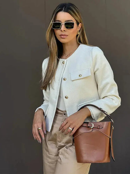 Dames Blazer Tweed Jas Klassiek Design - StudioMarella