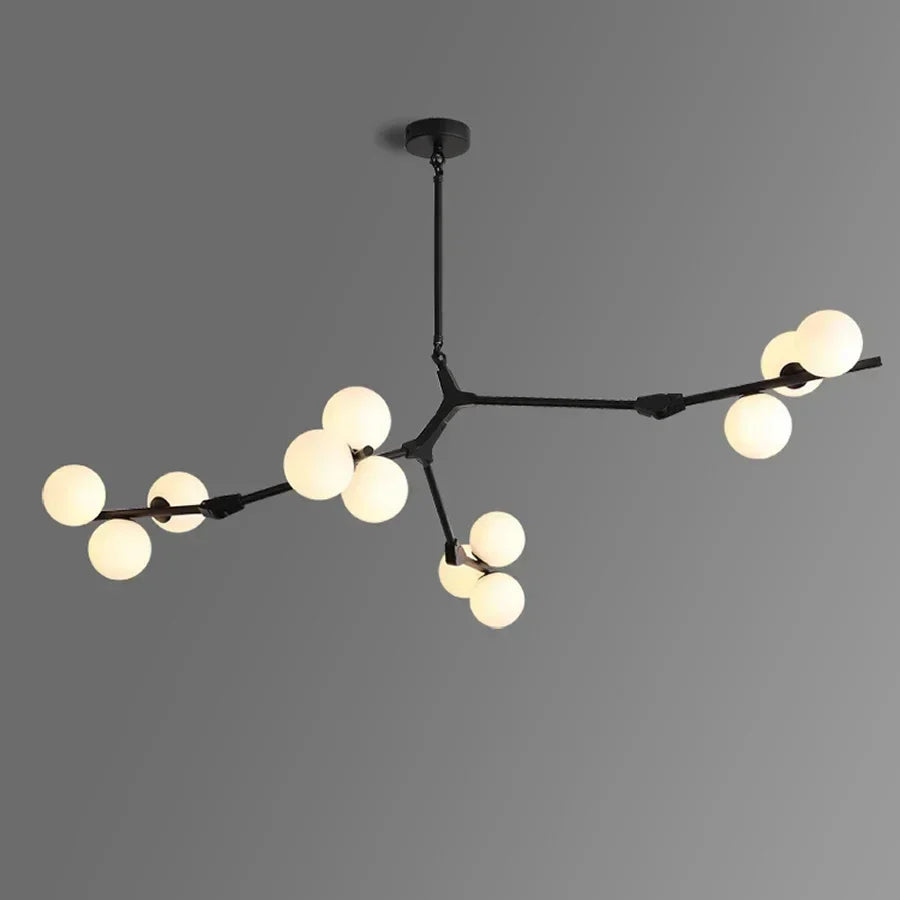 Hanglamp Takkenstructuur Mat Glas Goud Zwart G4 LED Woonkamer Eetkamer Scandinavisch Modern 12 18 24 Bollen