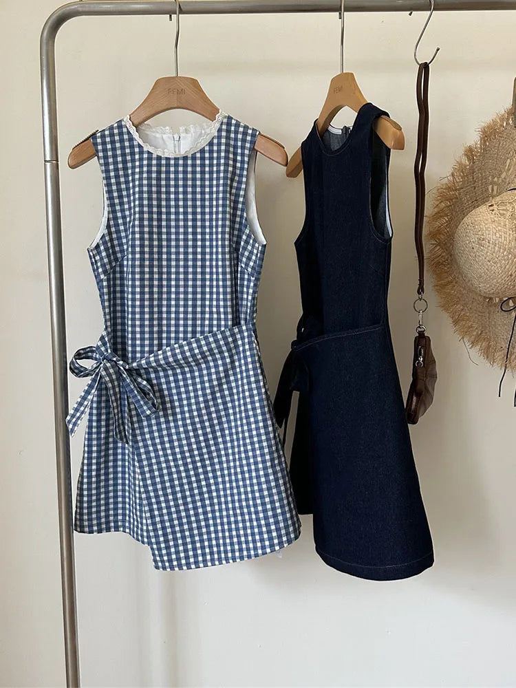 Elegante Blauwe Denim Jurk voor Vrouw