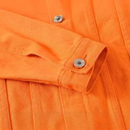 Denim Jas Heren Oranje Losse Fit Casual
