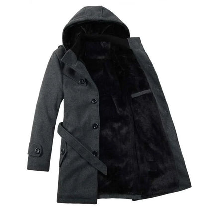 Heren Trenchcoat Gevoerd met Capuchon - Wolmix Imitatiebont - StudioMarella