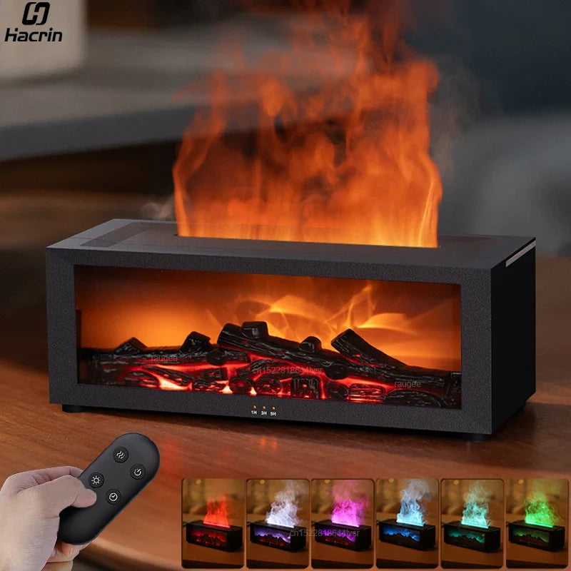Open Haard Luchtbevochtiger Vlam 150ml 7 Kleuren Aroma Diffuser Afstandsbediening Slaapkamer Woonkamer Geurverspreider Timer