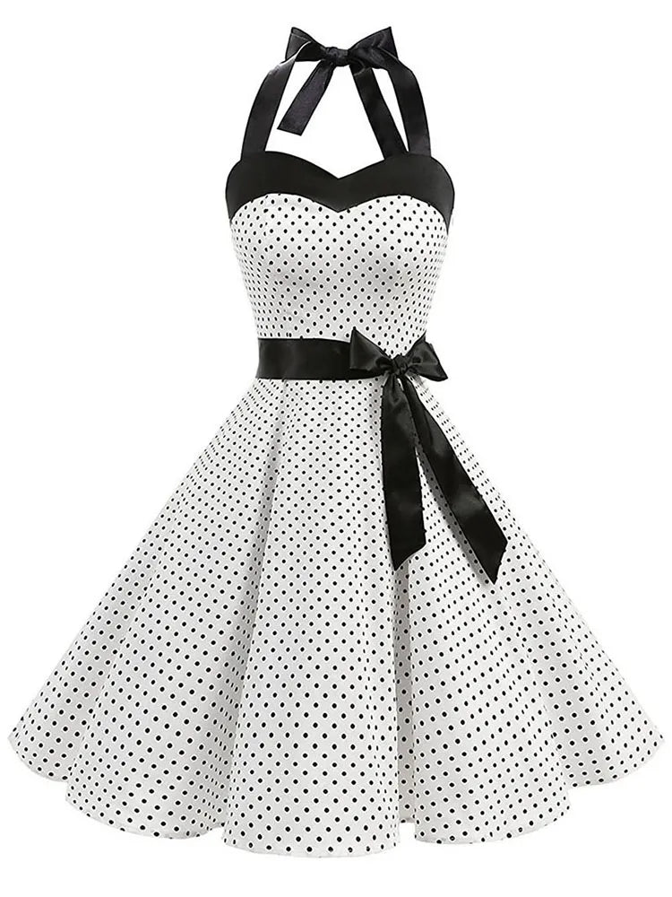 Zomerjurk Polka Dot Retro Jurk met Korte Mouwen - StudioMarella