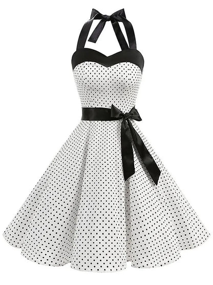 Zomerjurk Polka Dot Retro Jurk met Korte Mouwen - StudioMarella