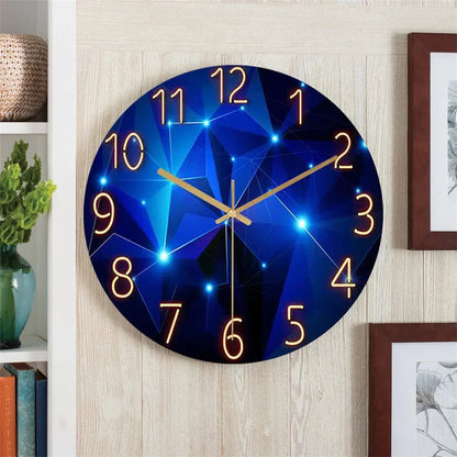 Glazen Wandklok 30cm Donkerblauw Geometrisch Gehard Glas Stil Kwartsuurwerk Woonkamer Moderne Klok Abstract Interieur Cadeau