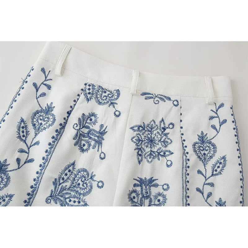 Wijde Vintage Broeken Zwart Wit Geblokt