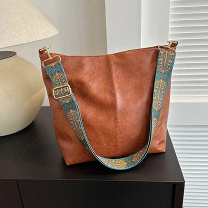 Leren Schoudertas Vintage Stijl Dames Cross-Body Handtas Verstelbare Riem Magnetische Sluiting Casual Chic