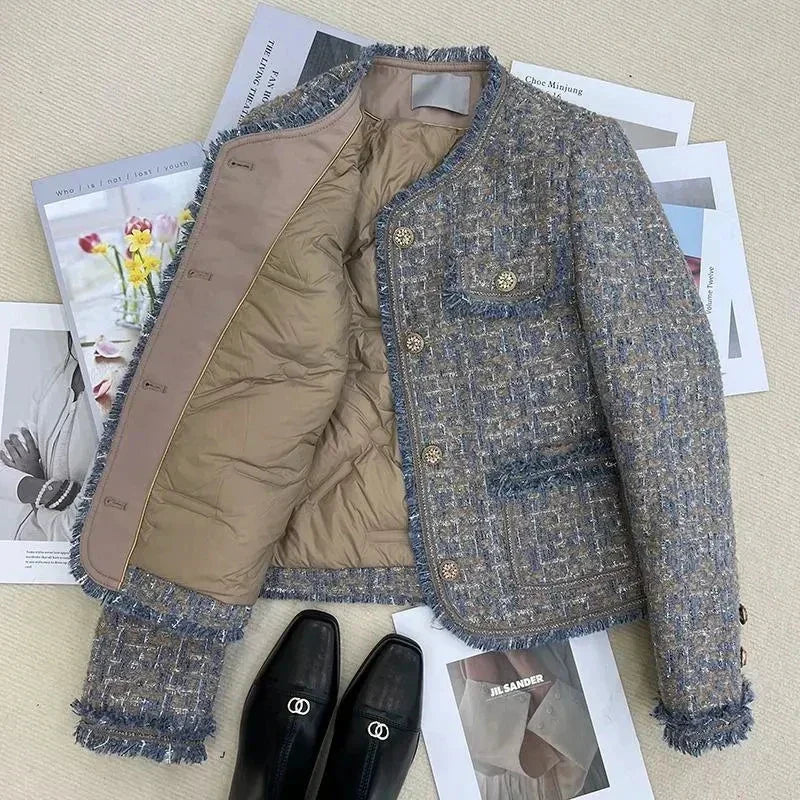 Dames Jasje Tweed met Knopen en Franje Stijlvol - StudioMarella