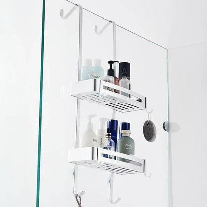 Doucherek Aluminium Zwart Zilver 2 of 3 Laags Hangend Douchedeur Badkamerkast Geen Boren Shampoohouder Opbergrek Badkamer Organizer