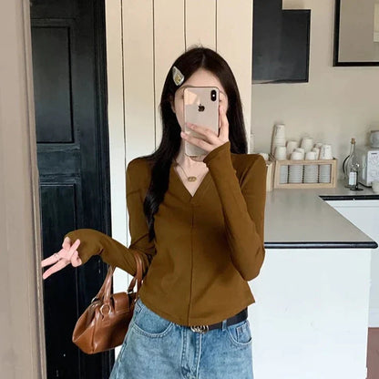 Vrouwen Shirt Lange Mouwen Elegante Stijl
