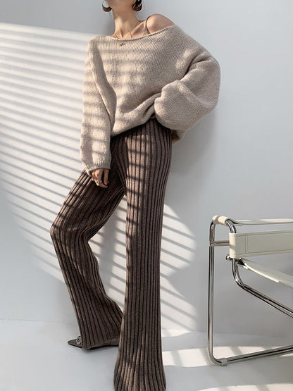 Vrouwelijke Gebreide Broek Comfortabel Ruim Elastisch - StudioMarella
