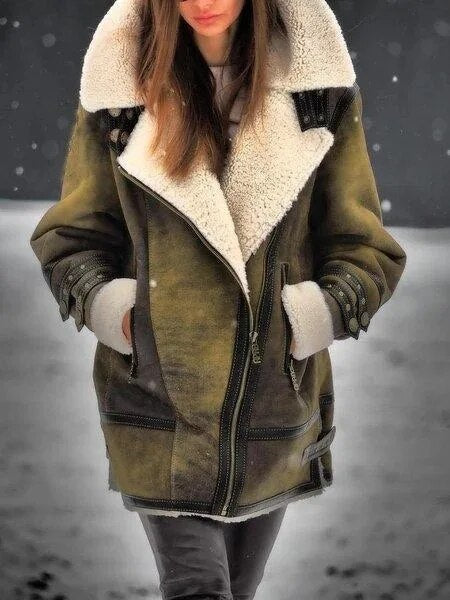 Dames Shearling Jas - Warme Aviator Jas voor de Winter