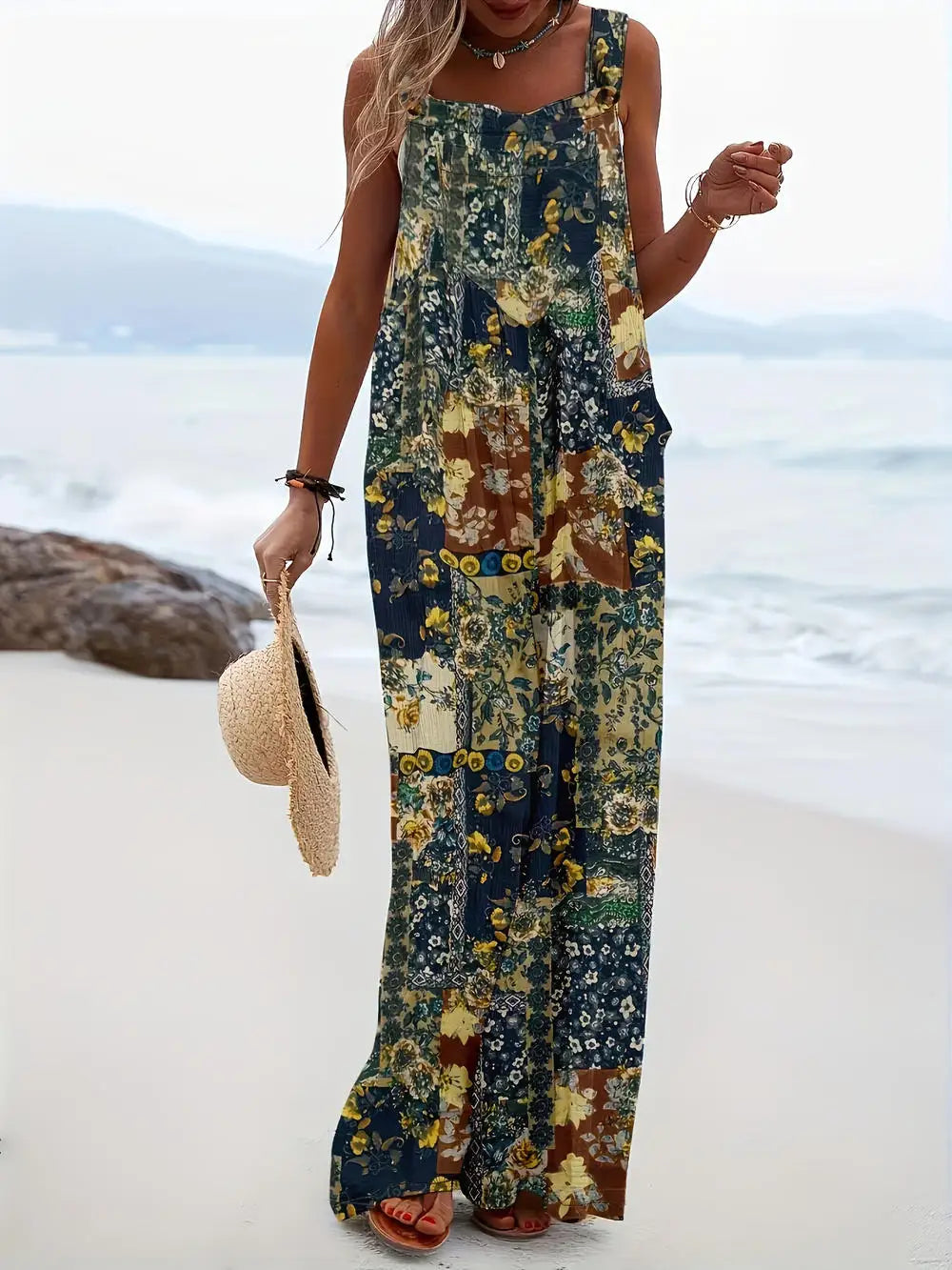 Vrouwelijke Jumpsuit Zomerjurk met Vierkante Halslijn