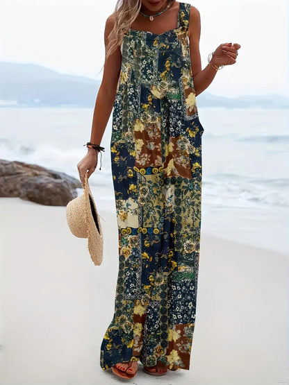 Vrouwelijke Jumpsuit Zomerjurk met Vierkante Halslijn