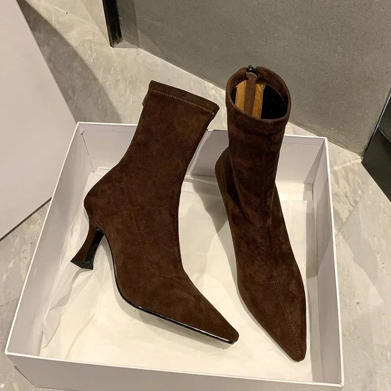 Suède Laarsjes met Spitse Punt Elegante Stijl