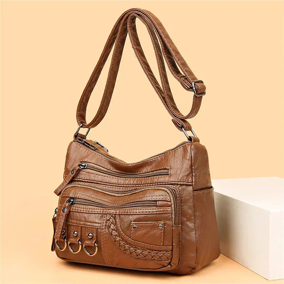Vintage Handtas Vegan Leer Elegante Schoudertas Dames Retro Stijl Dagelijkse Tas Mode Accessoire Vrouwen