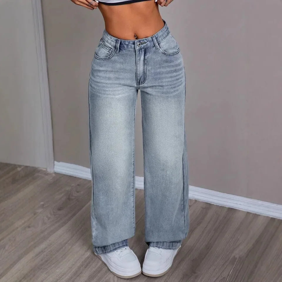 Dames Jeans Wijde Hoge Taille Trendy Spijkerbroek
