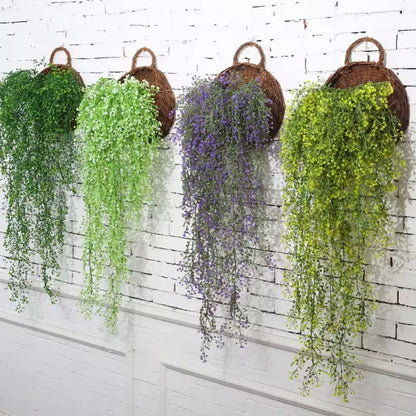 Hangmand Riet Naturel Wanddecoratie Tuin Balkon Woonkamer Handgemaakt Bloempot Mand Rotan Plantenmand Binnen Buiten