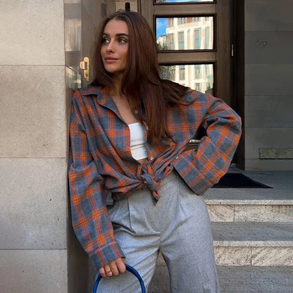 Dames Oversized Overhemd Groen Geruit