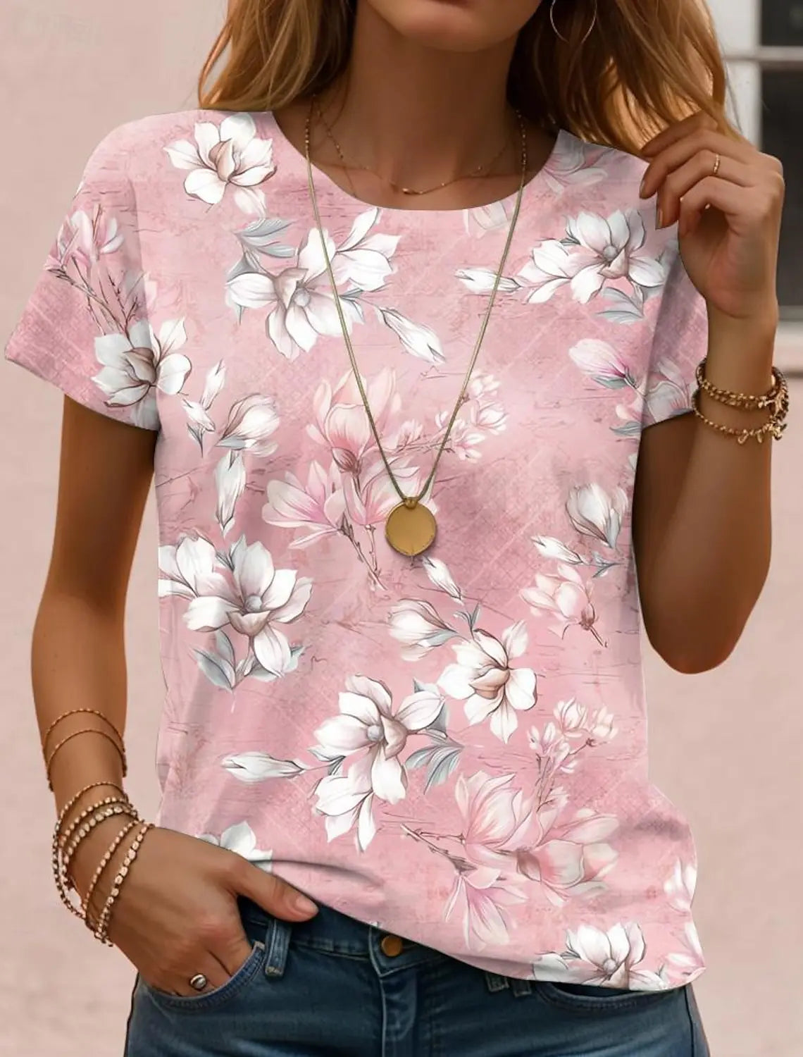 Bloemen T-Shirt Zomerse Florale Vrouwelijke Stijl - StudioMarella