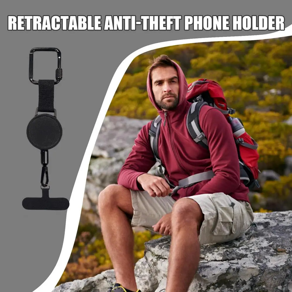 Intrekbare Telefoonhouder met Diefstalbeveiliging en Riemclip voor Actieve Levensstijl