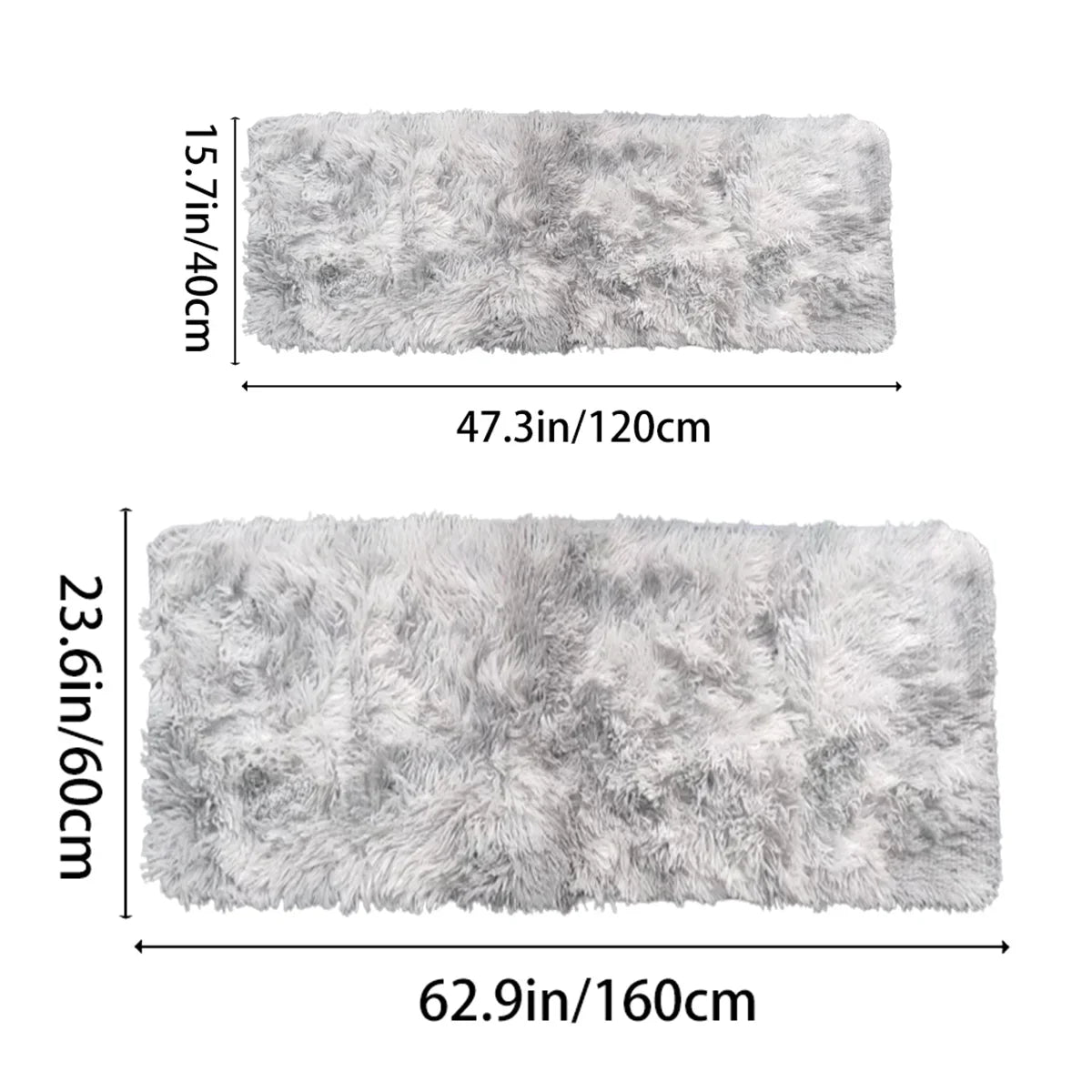 Fluffy Vloerkleed Microvezel Antislip Grijs Wit Bruin Slaapkamer Woonkamer Pluizig Tapijt Nachtkastje Shaggy Zacht