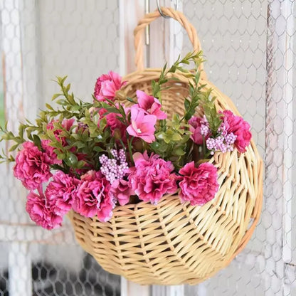 Hangmand Riet Naturel Wanddecoratie Tuin Balkon Woonkamer Handgemaakt Bloempot Mand Rotan Plantenmand Binnen Buiten