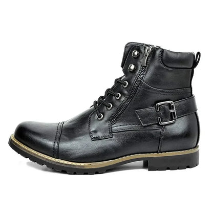 Heren Leren Boots Robuust met Vetersluiting en Gesp