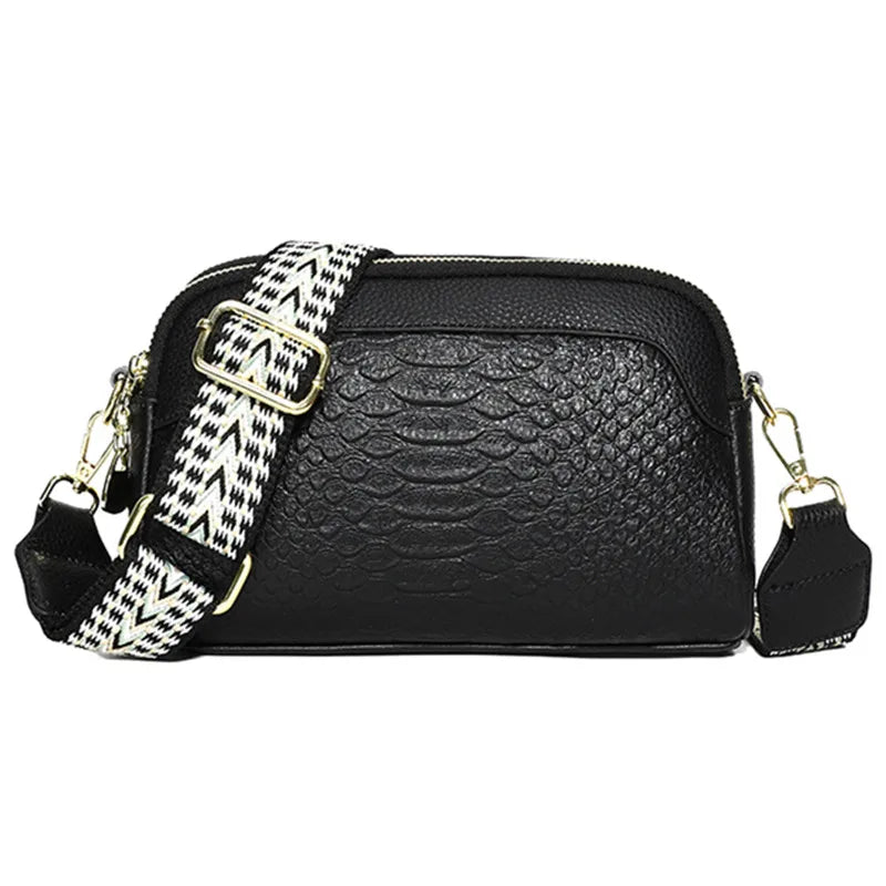 Lederen Messenger Tas met Crocodile Patroon
