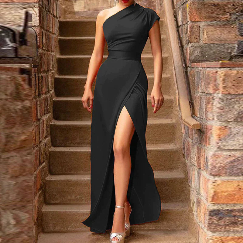 Vrouwelijke Maxi Jurk met Hoge Split Zomerjurk Elegant