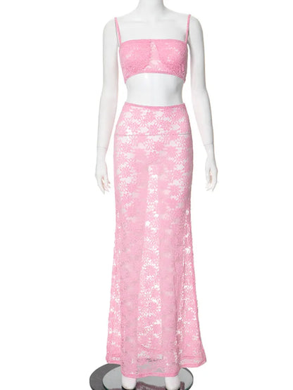Vrouwelijke Avondjurk Kant Maxi Rok Set