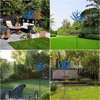 Tuindecoratie Windmolen Rood en Blauw | Rustgevend Tuinornament voor in de Tuin | Bewegende Windgong voor Buiten