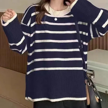 Dames Breistrui Oversized Strepen Abrikoos Kleur