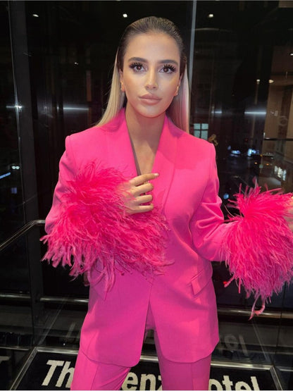Roze Feestjurk met Pailletten en Veren Glitter