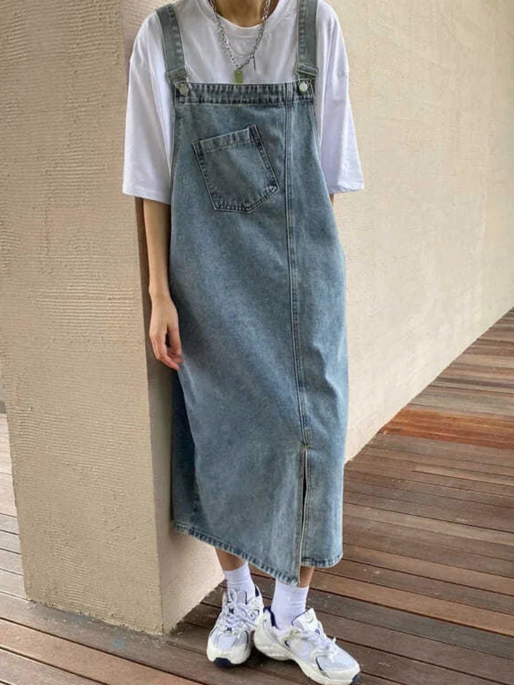 Dames Oversized Denim Jurk Lichtblauw Losse Zomerjurk