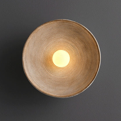 Japandi Wandlamp Hout Glas Rond Retro Vintage 27cm Woonkamer Slaapkamer Hal