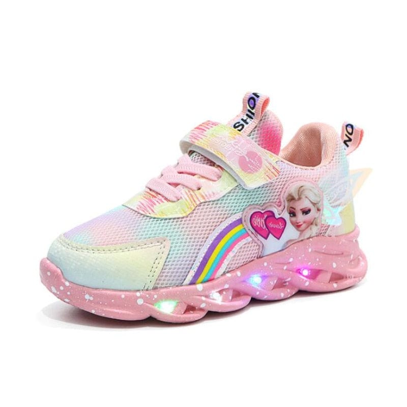 Verlichte Kindersneakers met LED-verlichting en Glitterafwerking in Roze en Paars