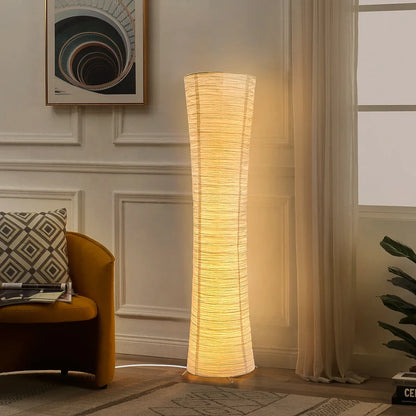 Vloerlamp Papier Japandi Cilinder Staande Lamp Warm Licht Minimalistisch