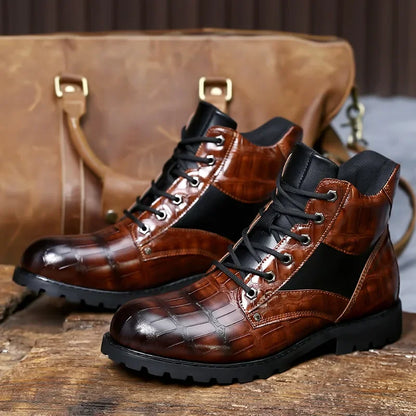 Herenlaarzen Leer Croco Design Luxe Stijl